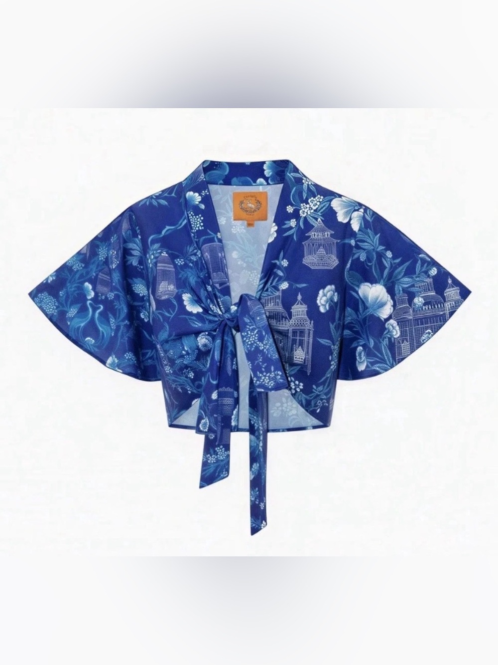Coniglio Palm Beach Miraflores Wrap Top, Cranes Indigo Print, Blue, Small, $225